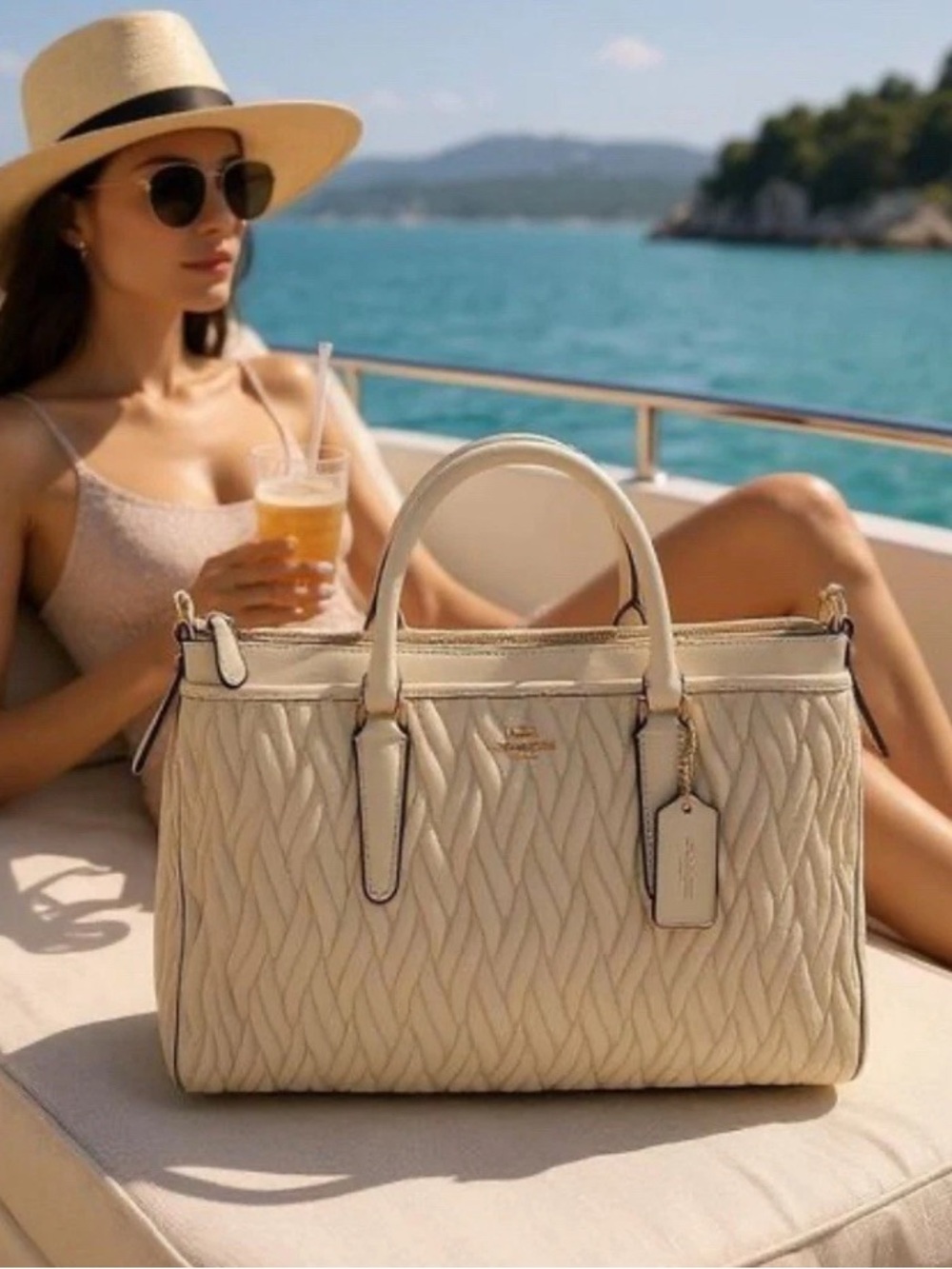 Coach Morgan Cream Gathered Leather Shoulder Bag $750